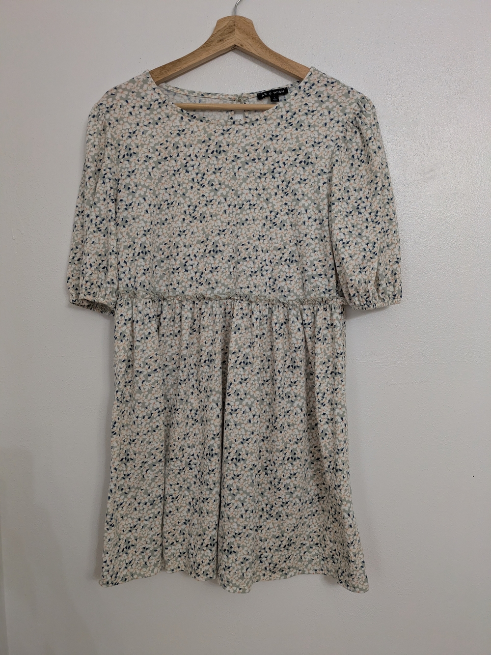 As U Wish Cream Mini Dress with Navy Floral Print